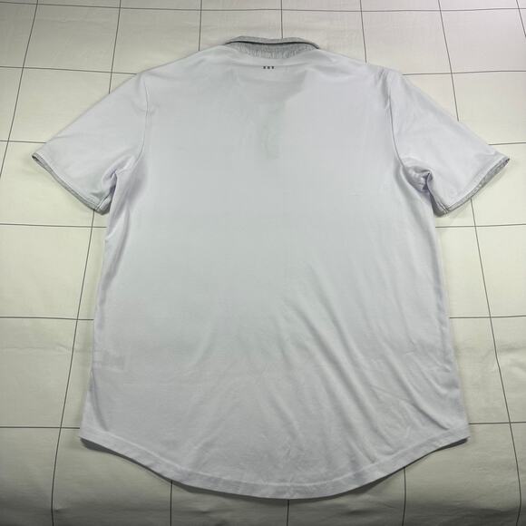 Travis Mathew Shirt Mens Large White Gray Polo Collared Golf Casual Short Sleeve - Picture 2 of 8